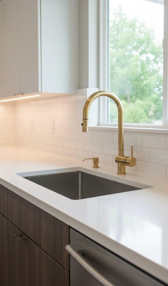 Unlacquered Brass Single Handle Pull Down Kitchen Faucet,