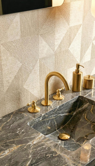 Solid Brass Bathroom Faucet, 3-Hole Deck Mount, Vintage Style