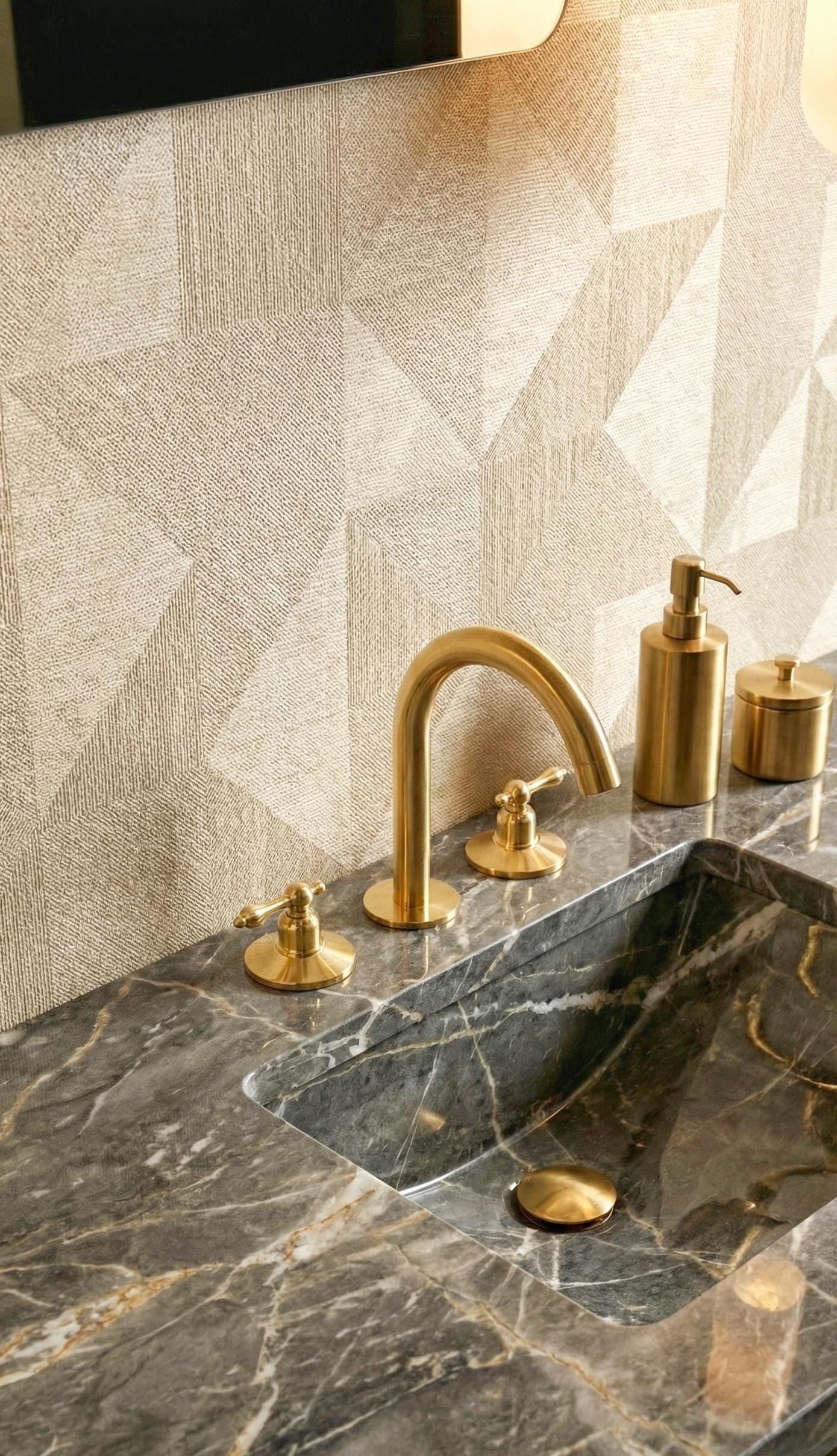 Solid Brass Bathroom Faucet, 3-Hole Deck Mount, Vintage Style