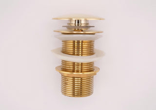 Unlacquered Brass Bathroom Sink Drain, Pop-Up Stopper with P-Trap