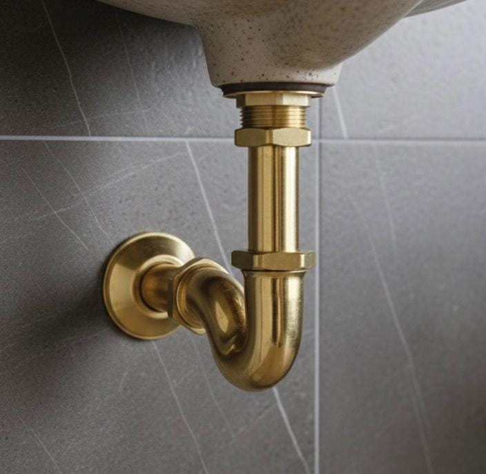 Unlacquered Brass P Trap Drain : Antique Style Sink plumbing