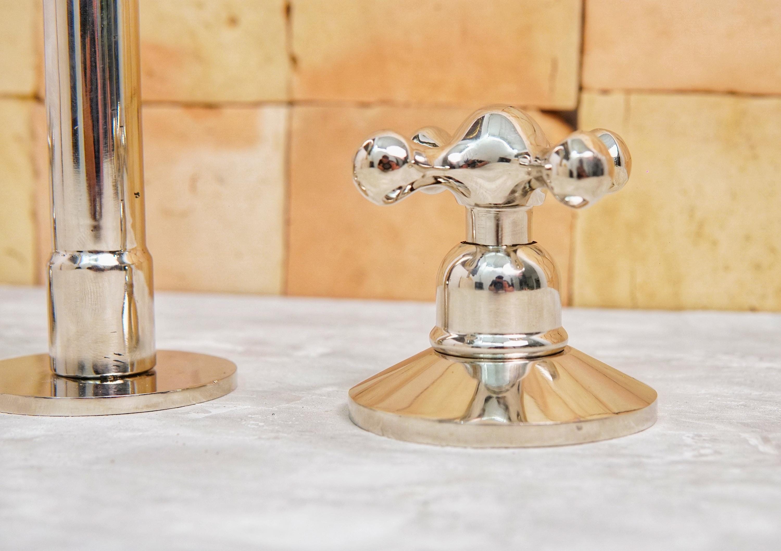 Polished Brass Bathroom Faucet: 3-Hole Deck Mount Vanity Sink