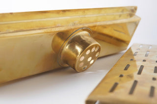 Unlacquered Brass Linear Shower Drain: Modern Bathroom Floor Drain