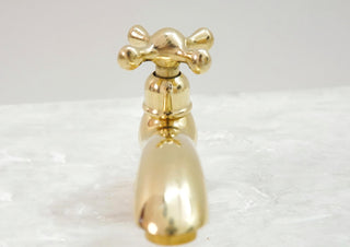 Handcrafted Unlacquered Brass Faucet: Vintage Moroccan Bathroom Fixture