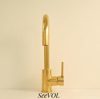 Unlacquered Brass Single Handle, Deck Mount Standard Kitchen Faucet with Side Spray