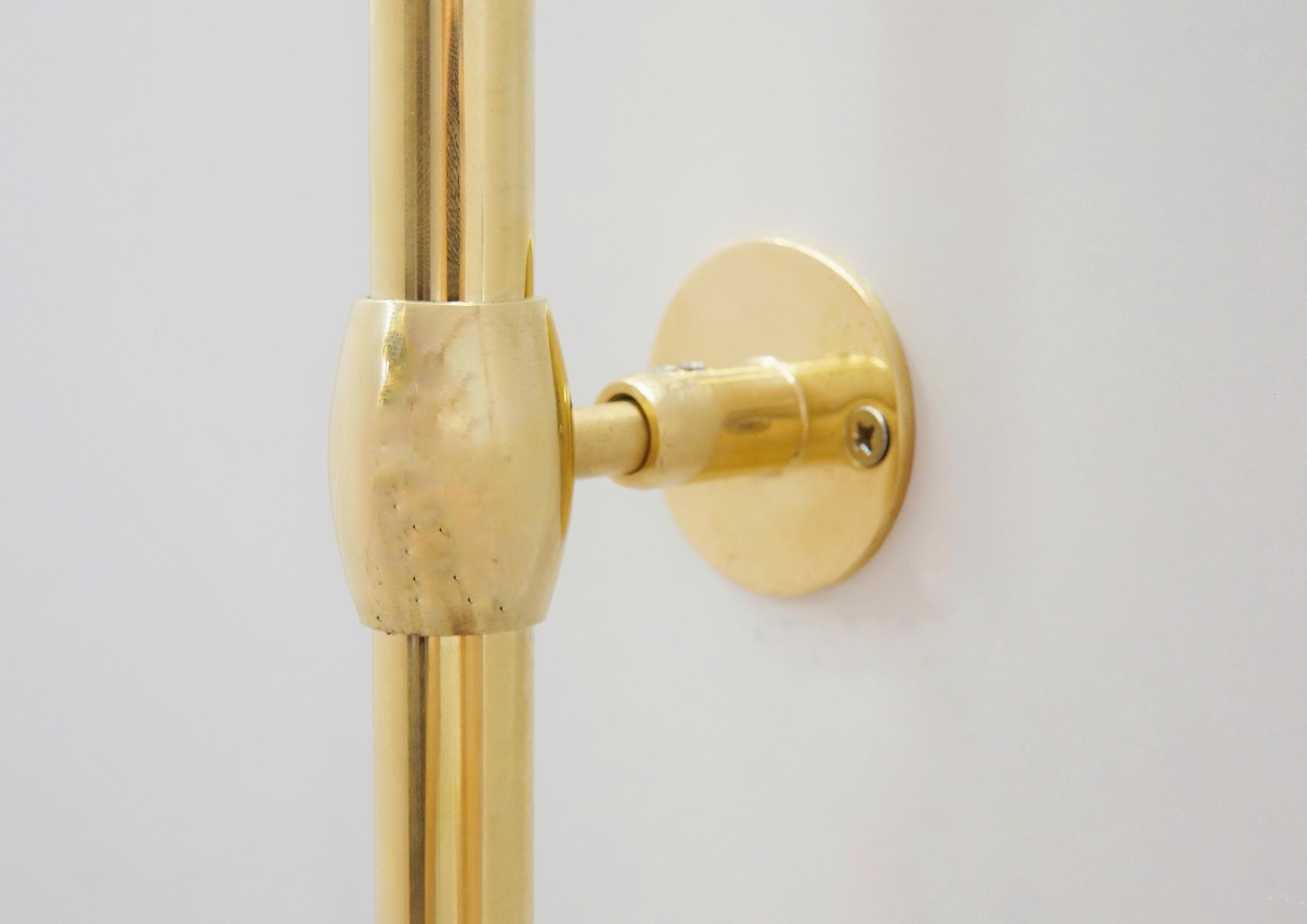 Unlacquered Brass Rainfall Shower System, Exposed Pipe