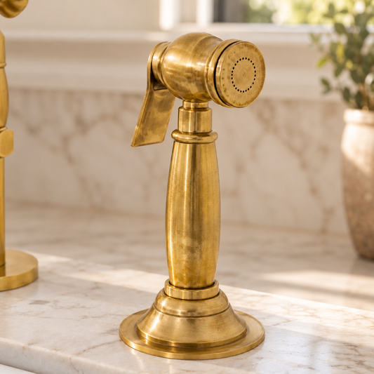 Domed Unlacquered Brass Kitchen Side Sprayer
