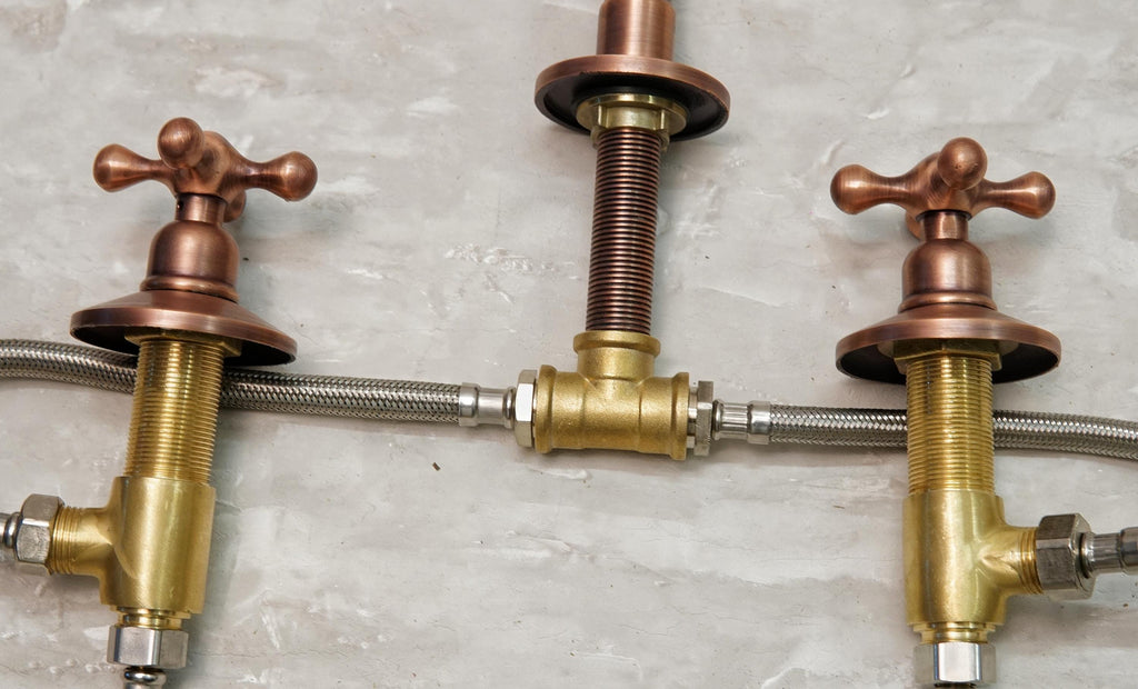 Copper Bathroom Faucet: Solid Brass 3-Hole Vanity Sink
