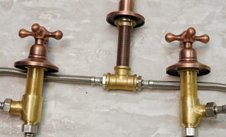 Copper Bathroom Faucet: Solid Brass 3-Hole Vanity Sink