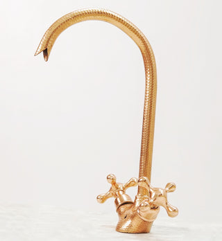 Handmade Hammered Copper Gooseneck Faucet: Moroccan Vintage Style