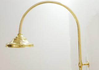 Unlacquered Brass Rainfall Shower System, Exposed Pipe