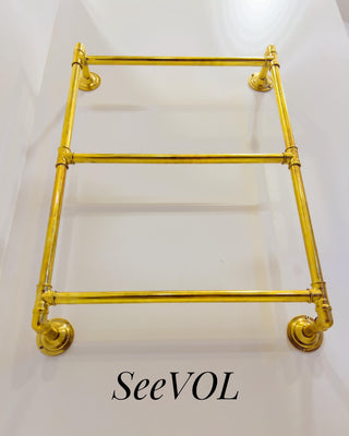 Unlacquered Brass Towel Rack, Vintage Wall Mounted Bathroom Accessory