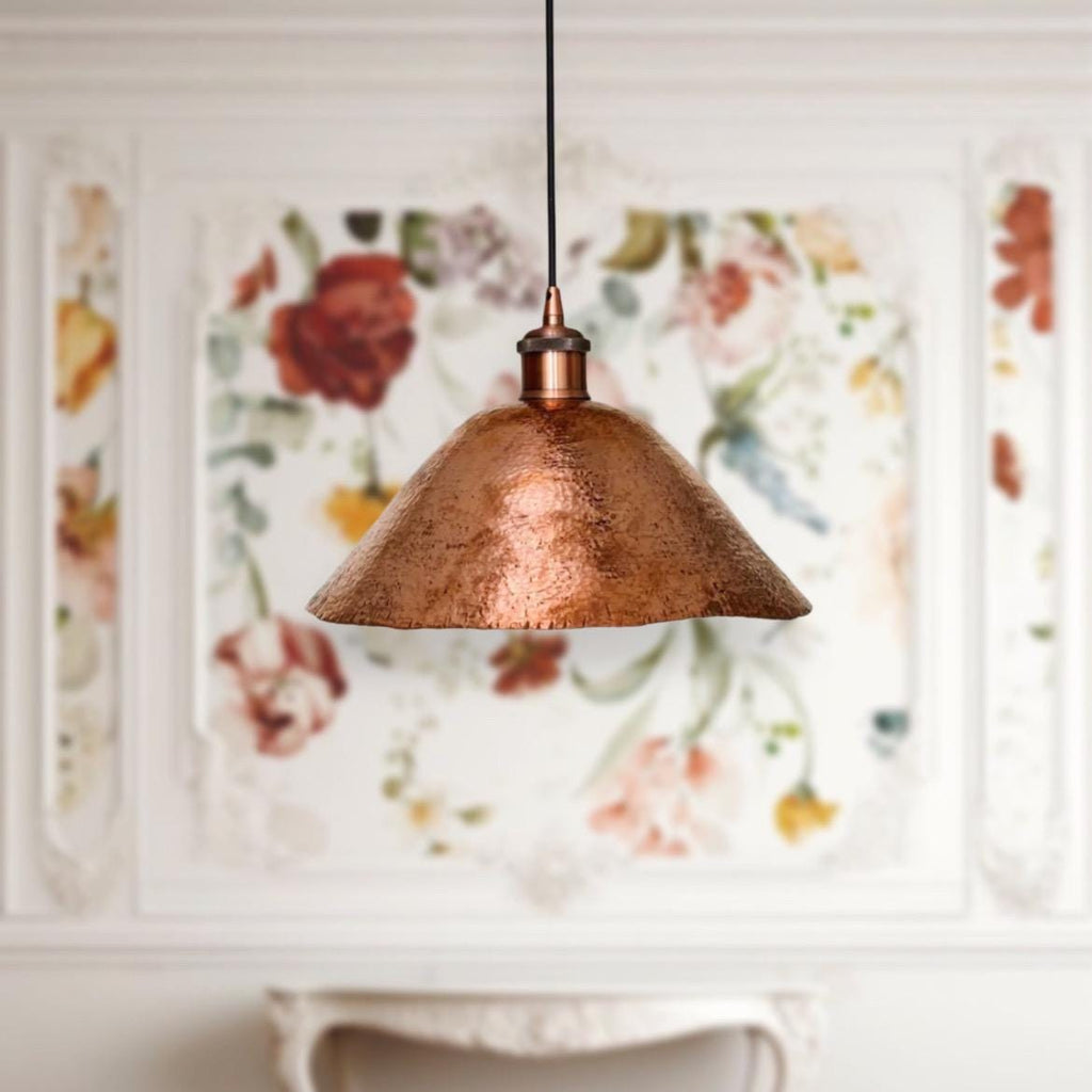 Handmade Hammered Copper Pendant Light: Dome Ceiling Lamp