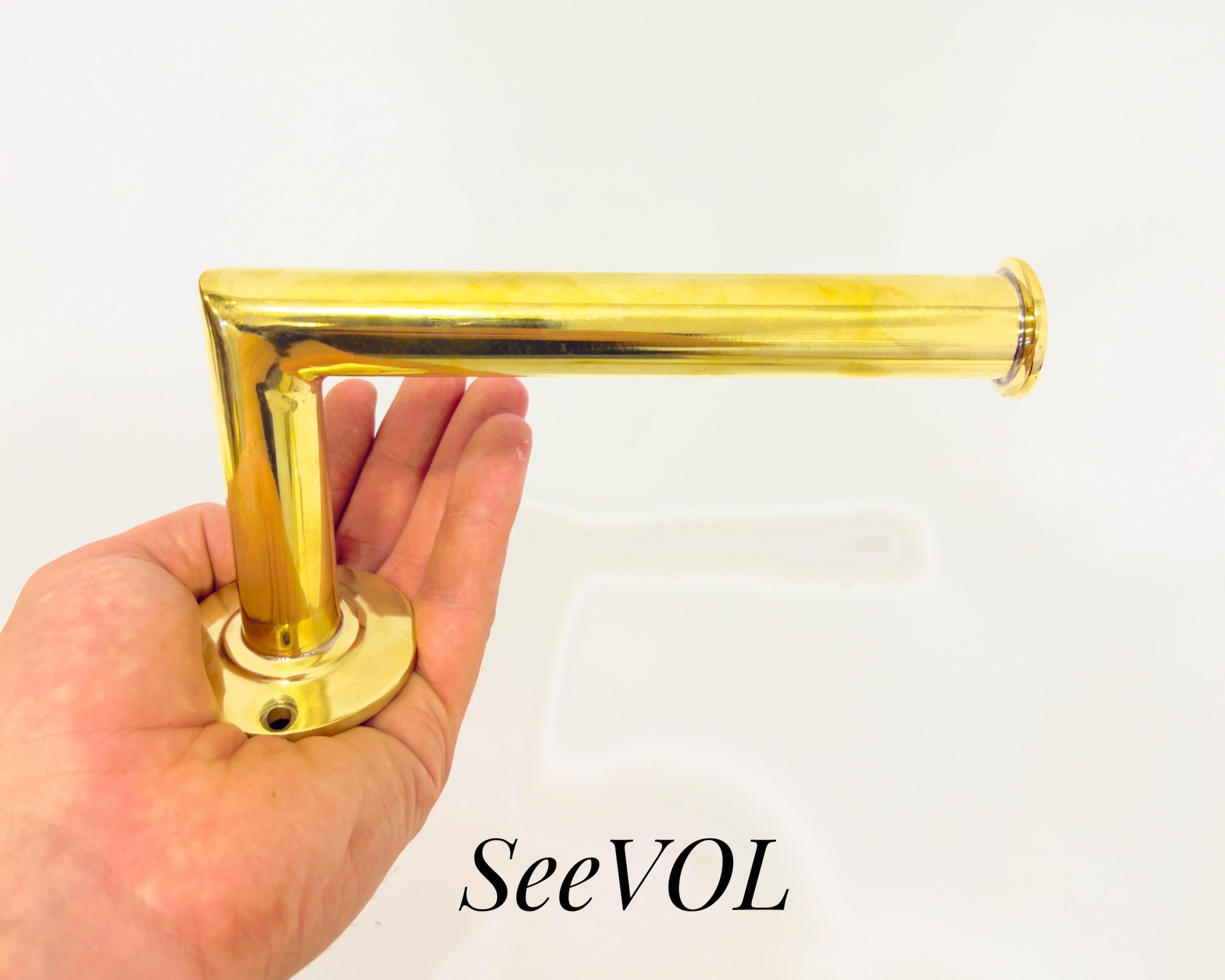 Solid Brass Toilet Paper Holder, Unlacquered Wall Mounted Towel Holder