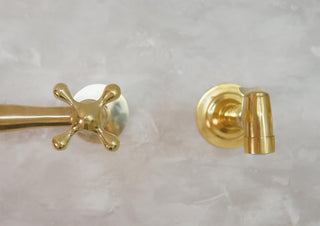 Unlacquered Brass Bridge Kitchen Sink Faucet with Side Sprayer and Drinking Water Tap