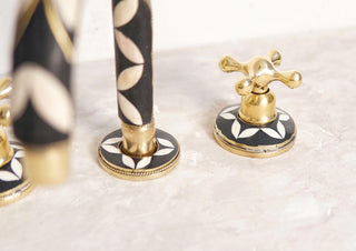 Unlacquered Brass Resin Bathroom Faucet: Resin Vanity, 3-Hole Deck Mount