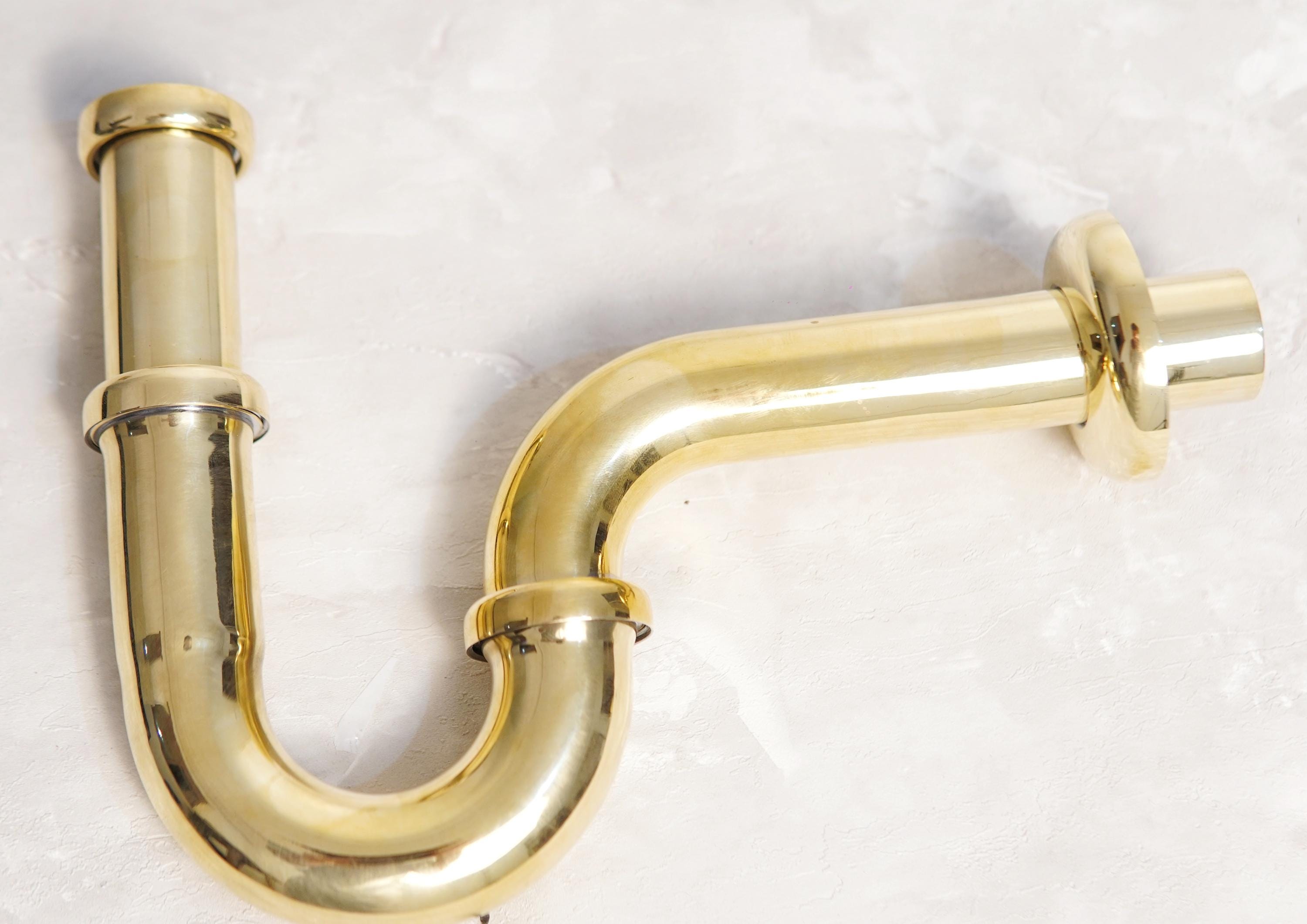 Unlacquered Brass P Trap Drain : Antique Style Sink plumbing