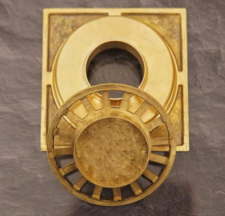 Unlacquered Brass Hammered Square Shower Floor Drain: Solid Brass