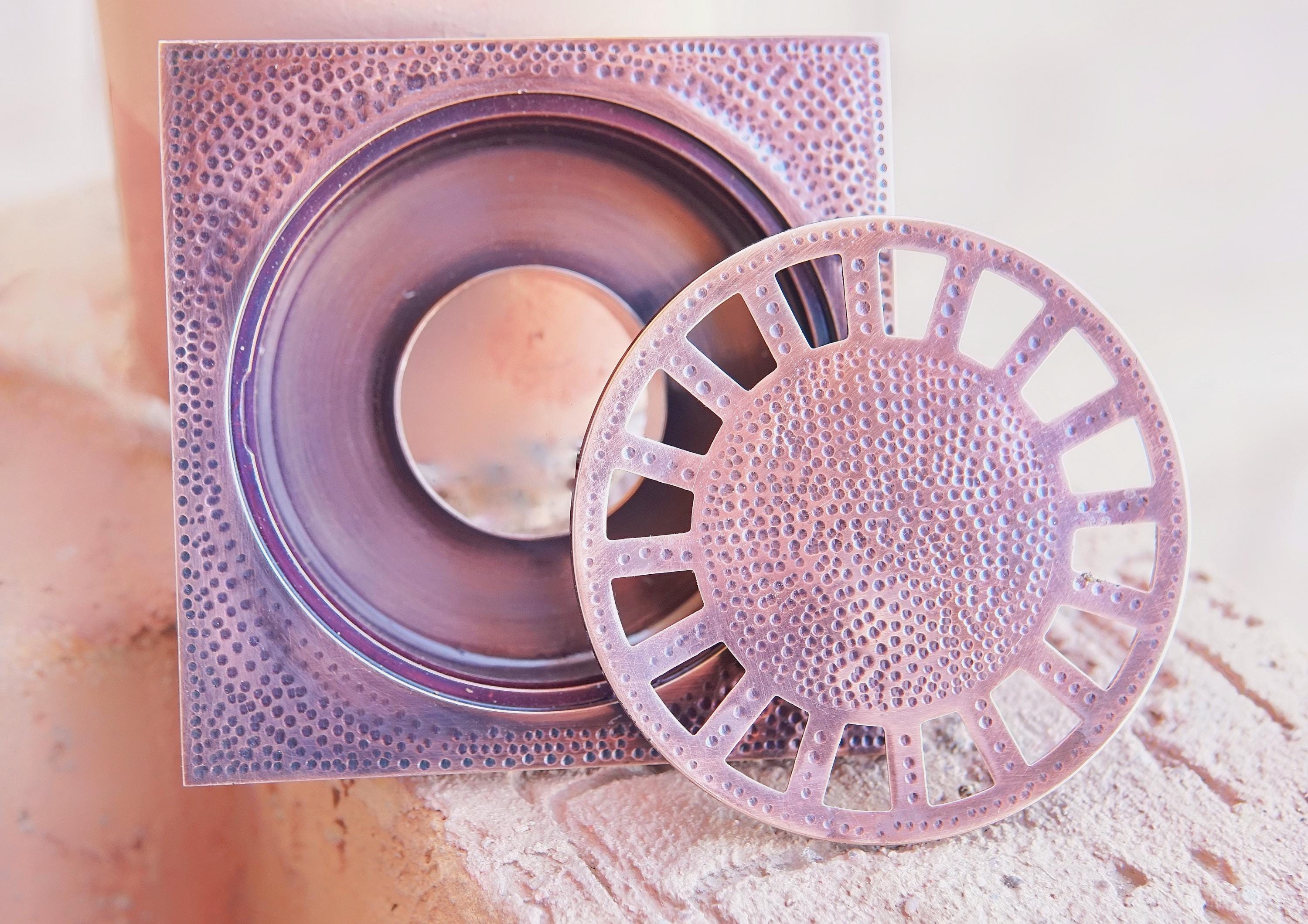 Hammered Copper Square Floor Drain: Solid Brass Shower Drain