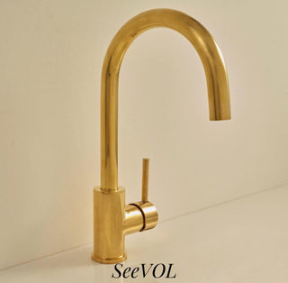 Unlacquered Brass Single Handle, Deck Mount Standard Kitchen Faucet with Side Spray