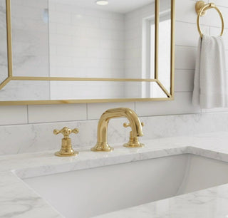 Unlacquered Brass Bathroom Faucet: Deck Mounted 3-Hole Sink