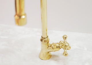 Handmade Unlacquered Brass Faucet: Vintage Deck Mount Cold Water Tap