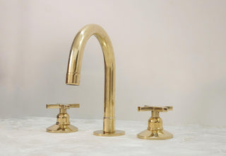 Unlacquered Solid Brass Bathroom Faucet, 3-Hole Deck Mount, Vintage Style