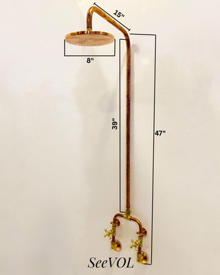 Unlacquered Solid copper Outdoor Shower, copper showerhead