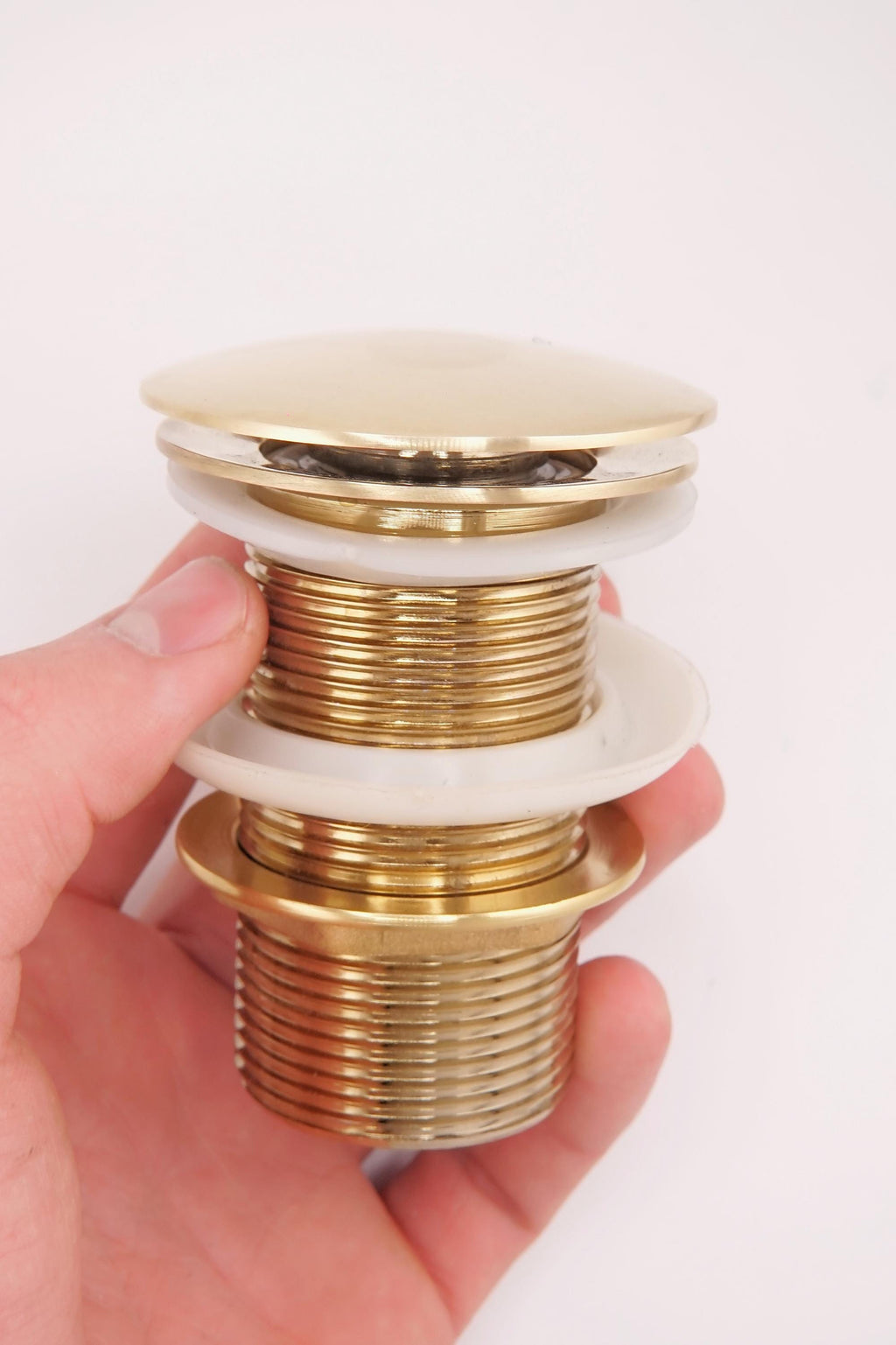 Unlacquered Brass Bathroom Sink Drain, Pop-Up Stopper with P-Trap