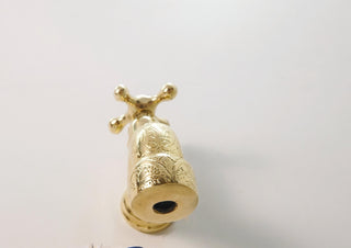 Engraved Unlacquered Brass Faucet: Moroccan Single-Hole Tap