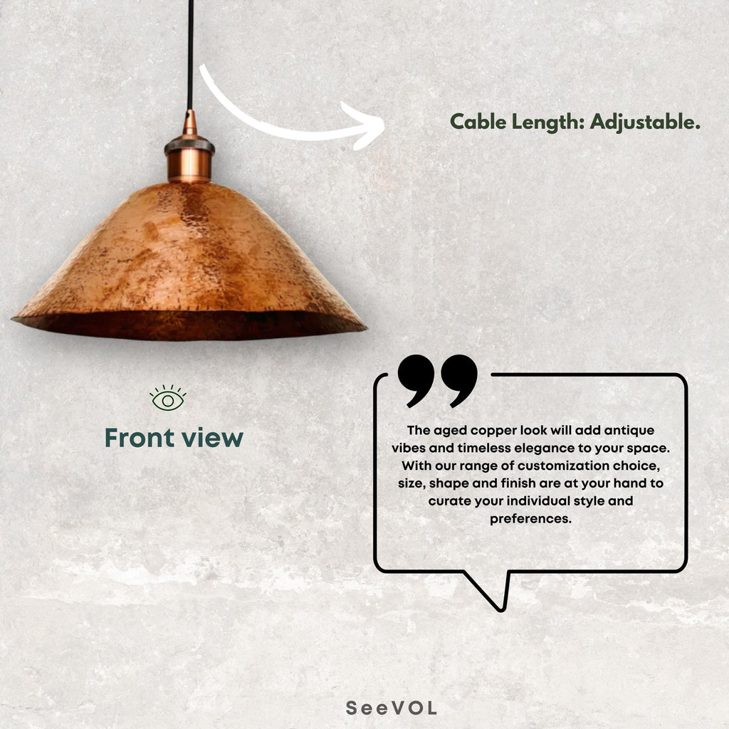 Handmade Hammered Copper Pendant Light: Dome Ceiling Lamp