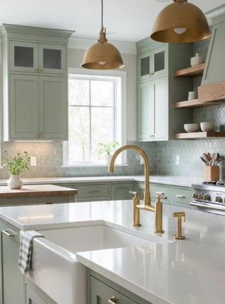 Unlacquered Brass Bridge Kitchen Faucet, Side Sprayer, Farmhouse Style