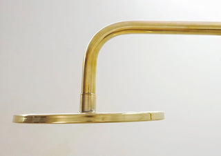 Unlacquered Brass Rainfall Shower System, Solid Brass, Exposed Pipe