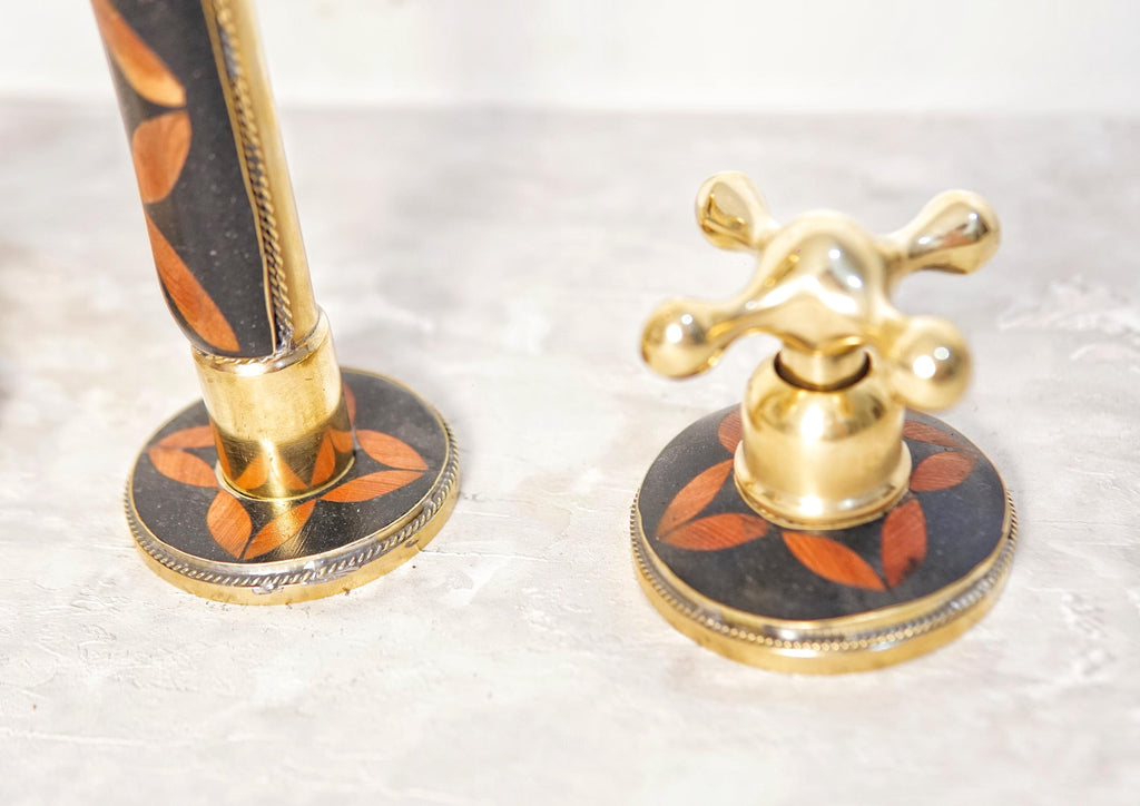 Unlacquered Brass Resin Bathroom Faucet: Resin Vanity, 3-Hole Deck Mount