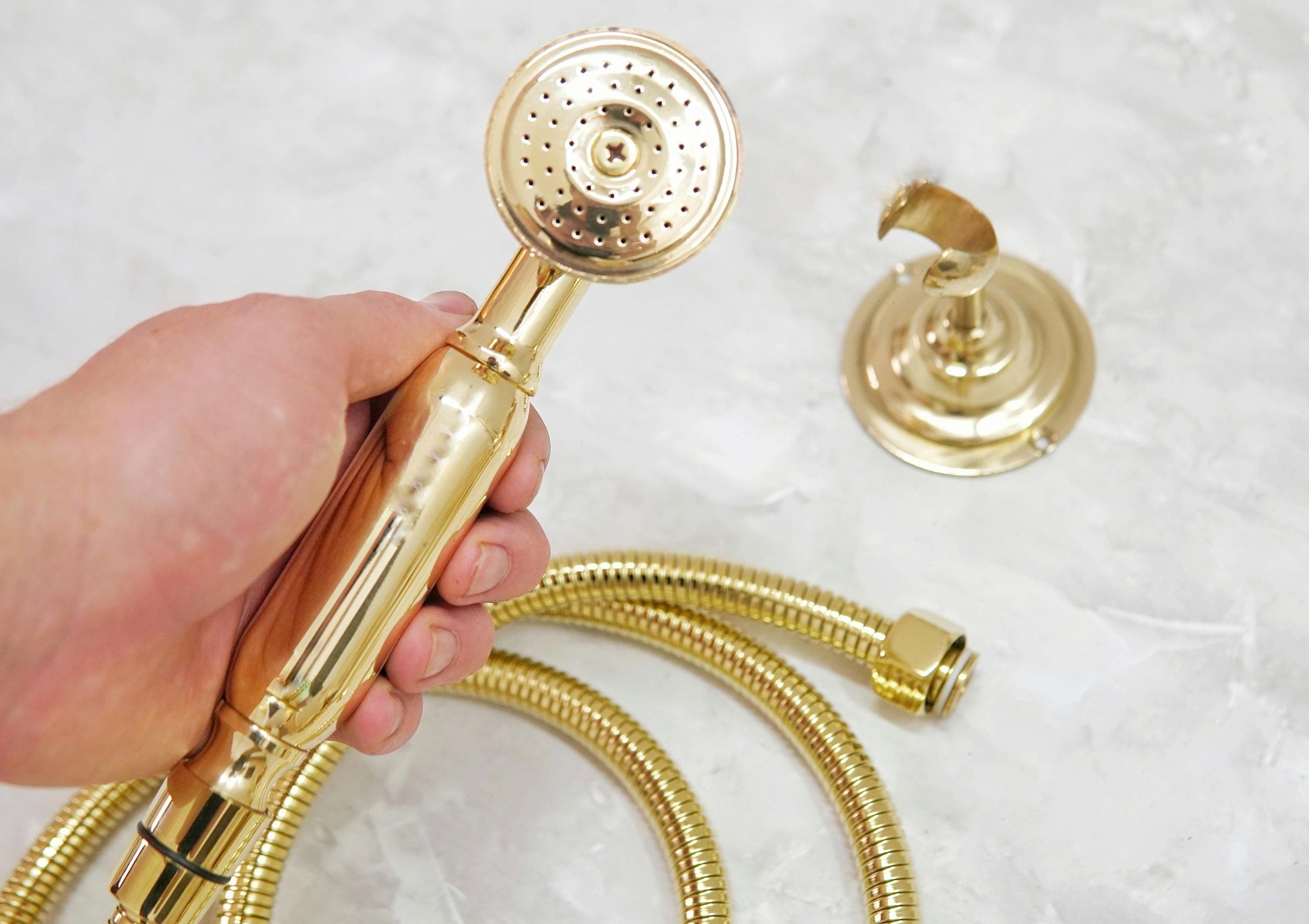 Unlacquered Brass Handheld Shower Head