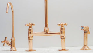 Copper Bridge Kitchen Sink Faucet with Side Sprayer and Drinking Water Tap