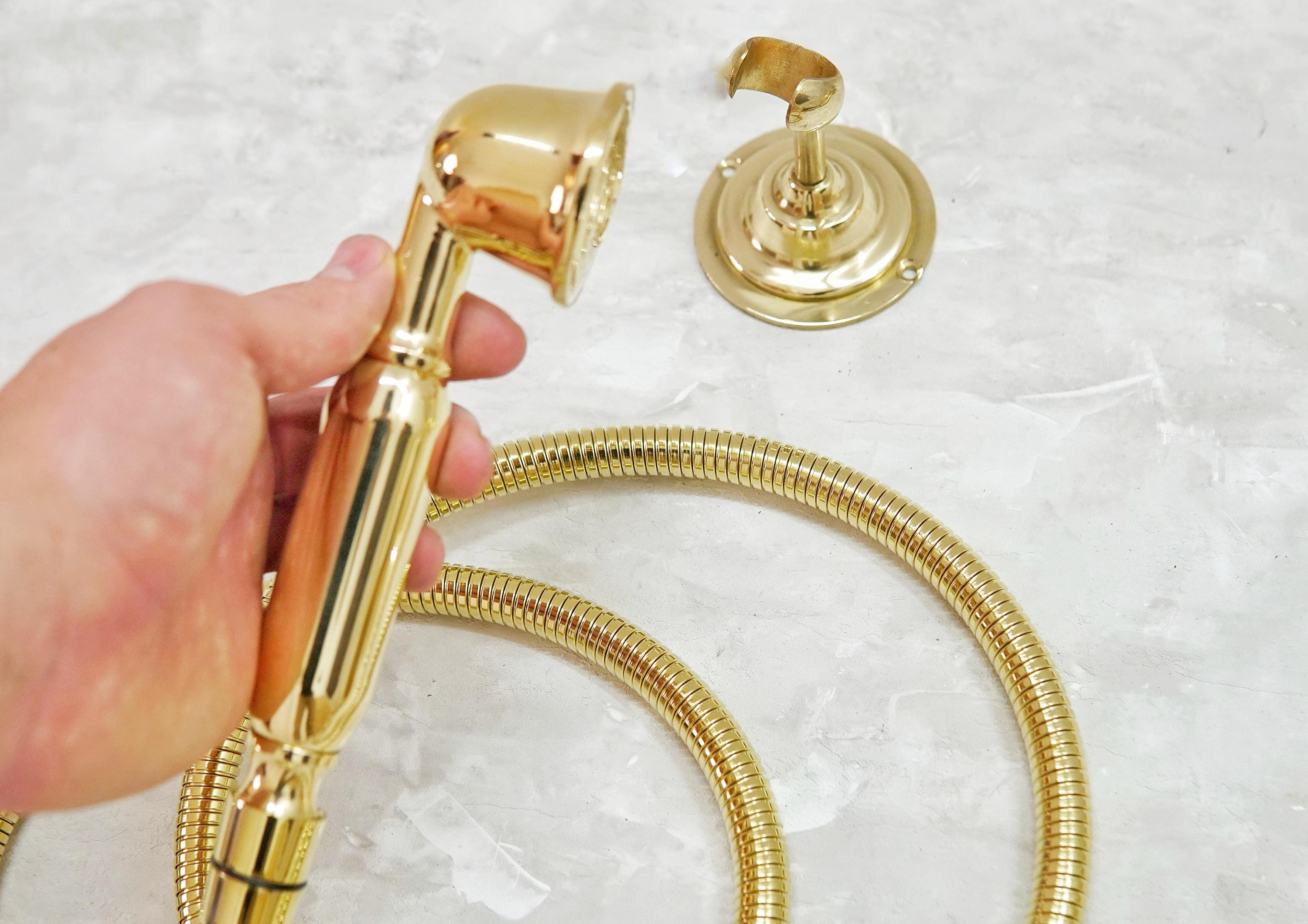 Unlacquered Brass Handheld Shower Head