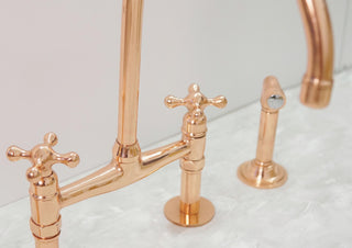 Copper Bridge Kitchen Sink Faucet with Side Sprayer and Drinking Water Tap