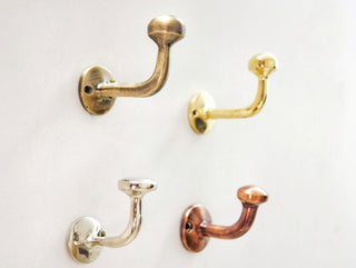 Handcrafted Unlacquered Brass Wall Hook, Vintage Style