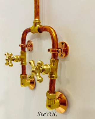 Unlacquered Solid copper Outdoor Shower, copper showerhead