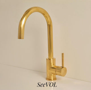 Unlacquered Brass Single Handle, Deck Mount Standard Kitchen Faucet with Side Spray