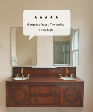 Unlacquered Solid Brass Bathroom Faucet, 3-Hole Deck Mount, Vintage Style