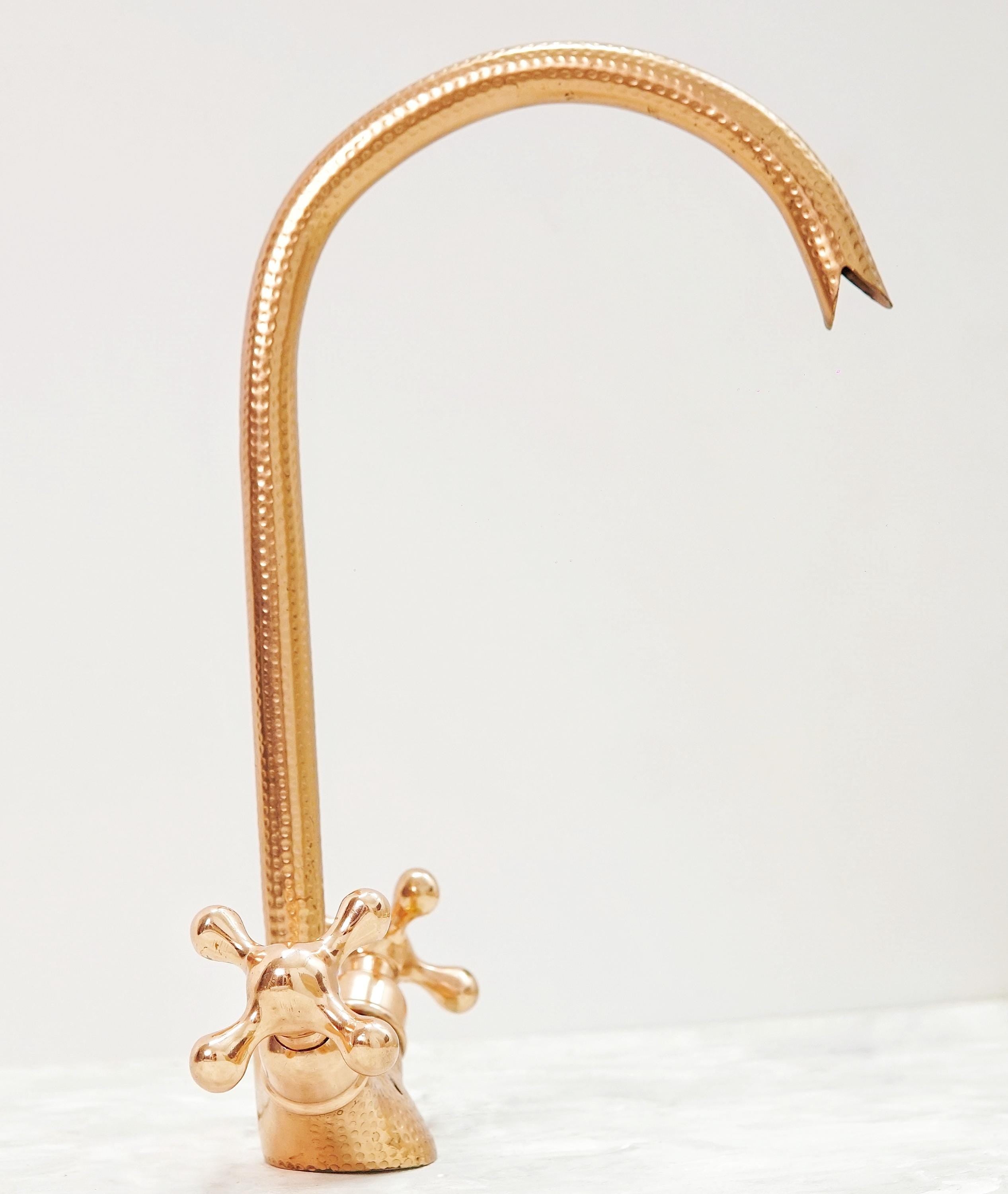 Handmade Hammered Copper Gooseneck Faucet: Moroccan Vintage Style