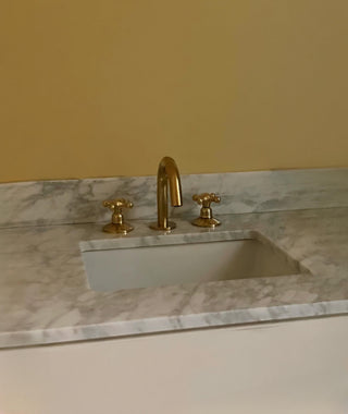 Unlacquered Solid Brass Bathroom Faucet, 3-Hole Deck Mount, Vintage Style