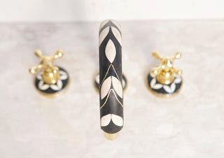 Unlacquered Brass Resin Bathroom Faucet: Resin Vanity, 3-Hole Deck Mount