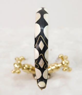 Handcrafted Brass & Resin Faucet: Geometric Inlay Gooseneck Design