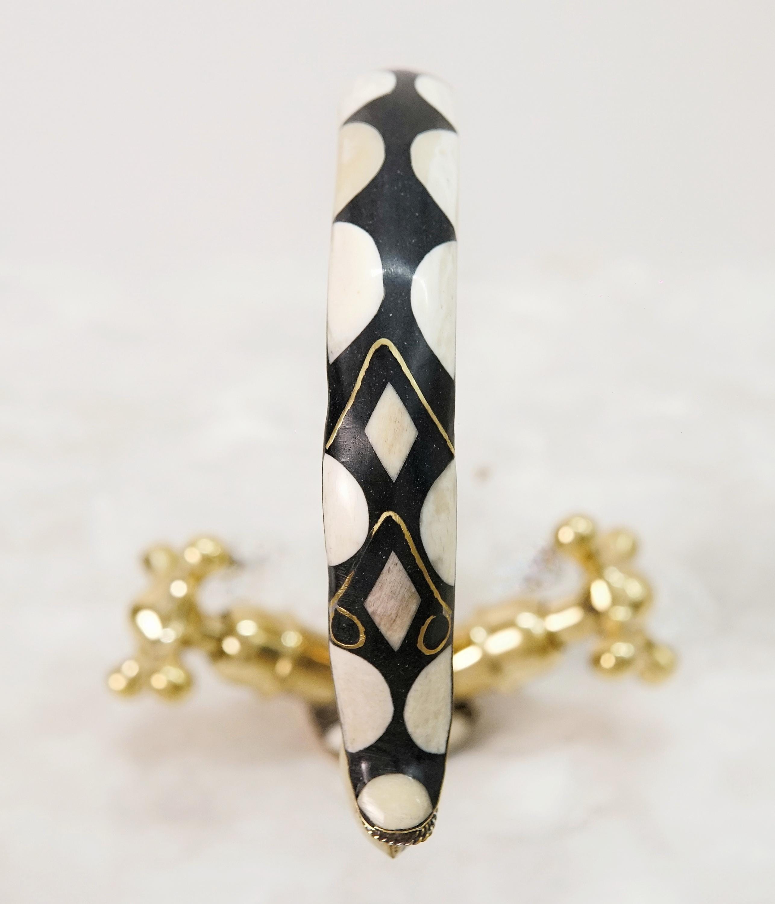 Handcrafted Brass & Resin Faucet: Geometric Inlay Gooseneck Design