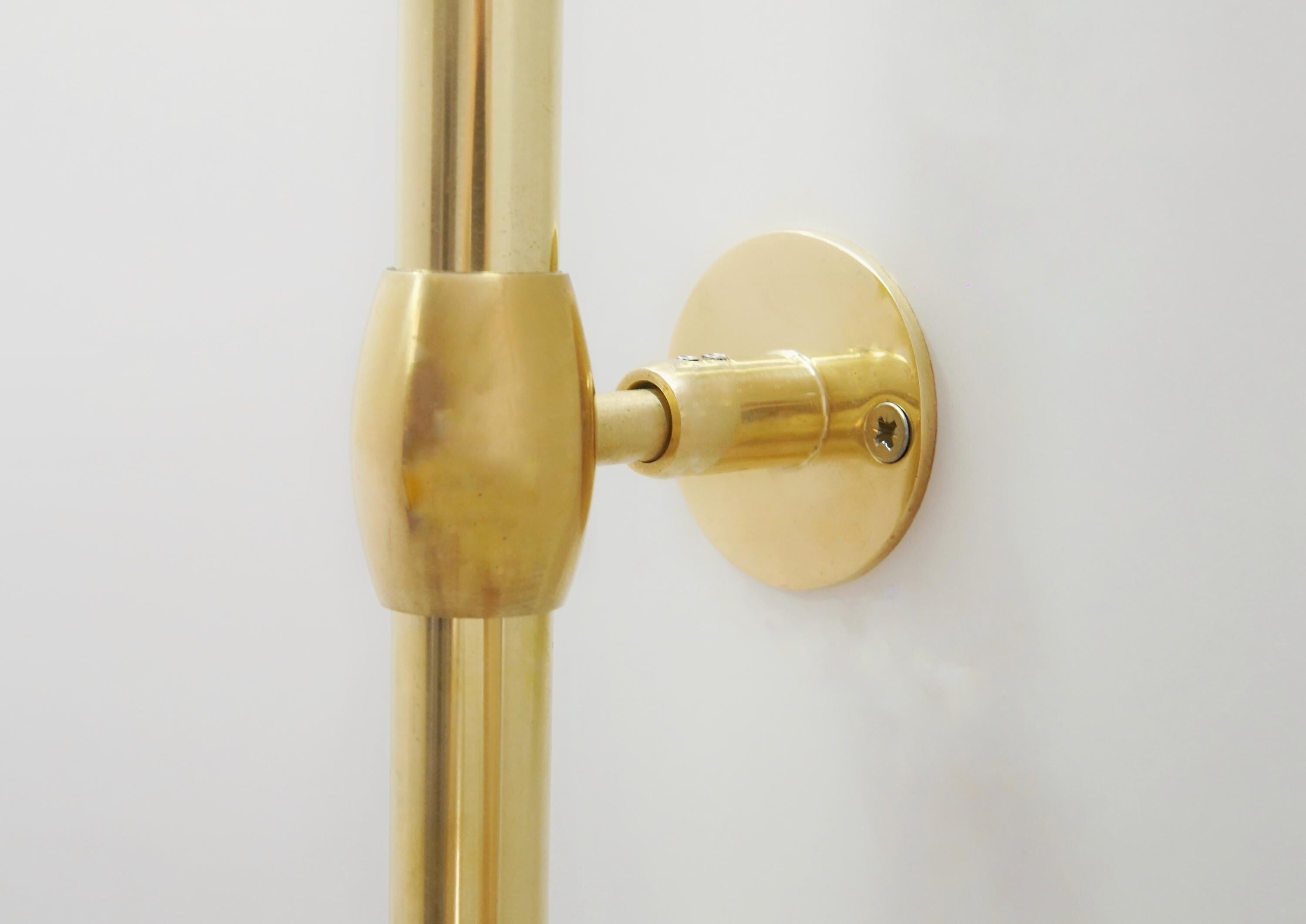 Unlacquered Brass Rainfall Shower System, Solid Brass, Exposed Pipe