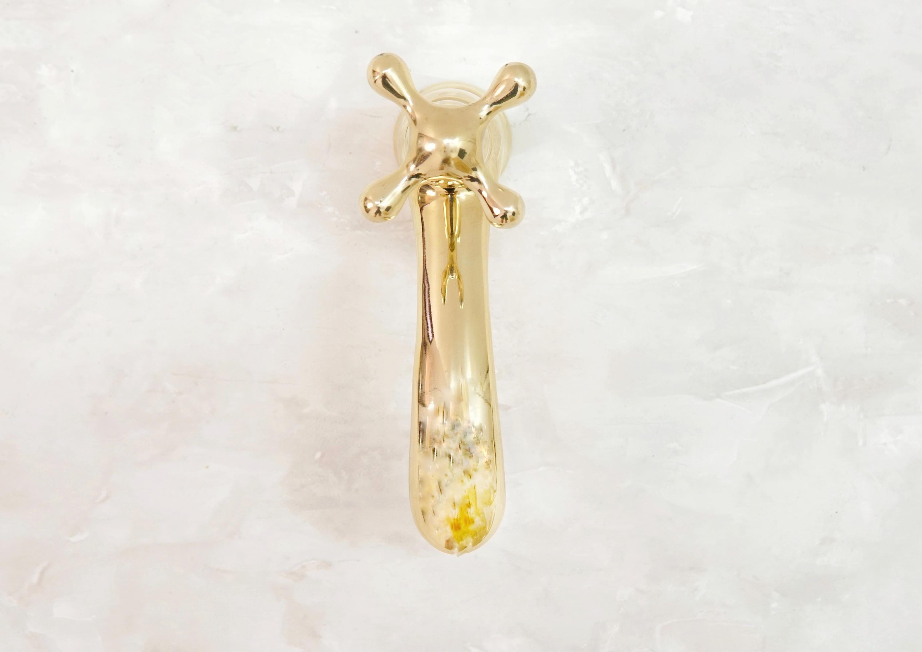 Handcrafted Unlacquered Brass Faucet: Vintage Moroccan Bathroom Fixture