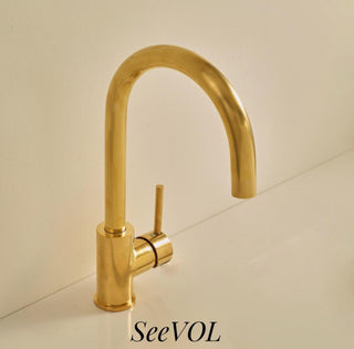 Unlacquered Brass Single Handle, Deck Mount Standard Kitchen Faucet with Side Spray